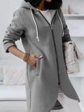 Women's Coat Hoodie Jacket Casual St. Patrick's Day Quilted Casual Daily Coat Polyester Long Green Black Gray Fall Winter Zipper Hoodie Regular Fit S M L XL XXL 3XL / Warm / Solid Color / V Neck