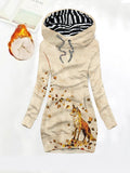 Women's Daily Vintage Maple Leaf Fox Print Hoodies