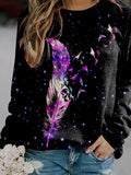 Women's Feather Print Casual Sweatshirt