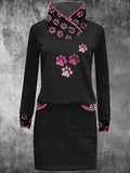 Women's Paw Casual Print Sweatshirt Dress