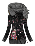 Women's Winter Snowflake Penguin Casual Sweatjacken