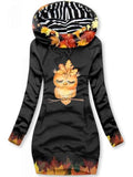 Women's Owl Maple Leaf Print Hoodie