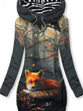 Women's Winter Fox Print Casual Sweatshirt