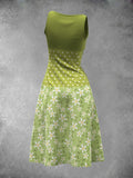 Women's Little Daisy Polka Dot Stitching Print Sleeveless Dress