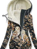 Women's Winter Owl Print Casual Track Jacket