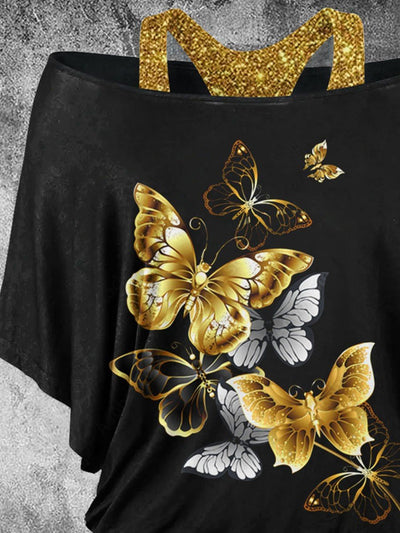 Women's Butterfly Art Design Two Piece Suit Top