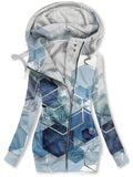 Women's Winter Geometric Art Print Casual Sweatjacke