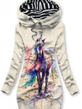 Women's Winter Horse Art Print Casual Sweatshirt