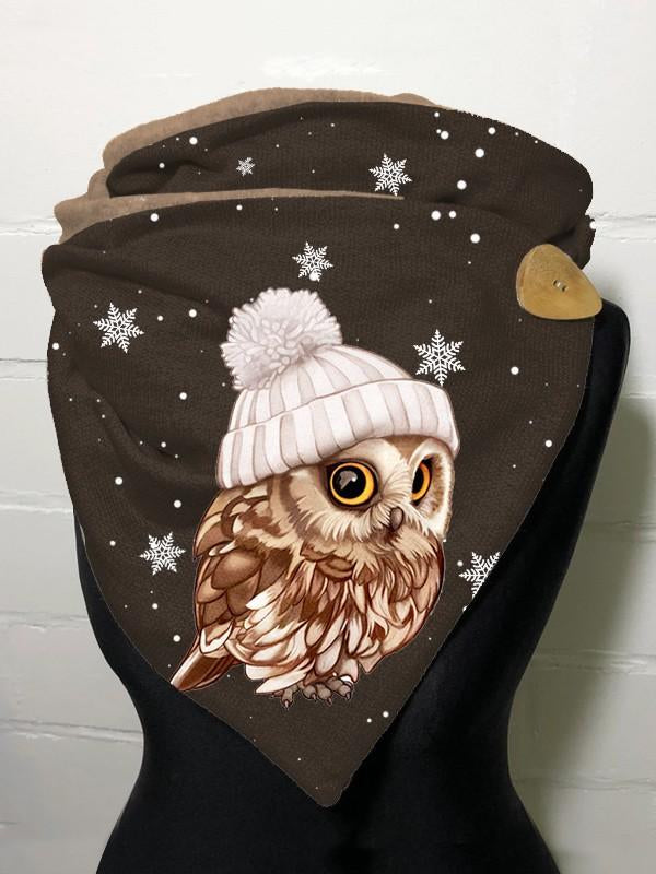 Art Owl Snowflake Warm Fleece Casual Scarf and Shawl