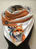 Autumn And Winter Cute Watercolor Fox Art Animal Print Plush Shawl Scarf