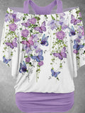 Women's Flower Butterfly Two Piece Suit Top