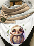 Sloth-print slouchy fleece scarf and shawl