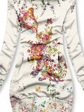 Women's Flower Cat Illustration Art Slim Casual Sweatshirt