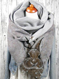 Ladies Rabbit Print Cozy Warm Scarf