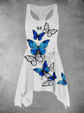 Women's Butterfly Print Asymmetric Tank Top Long Casual Tank Top