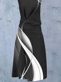 Women's Abstract Lineart Casual Maxi Dress