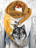 Women's Wolf Print Casual Wrap Scarf