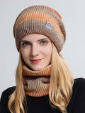 Winter Gradient Wool Hat Thickened Warm Ear Protection And Cold Protection Two-Piece Set