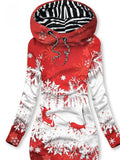 Women's Winter Reindeer Print Casual Hoodie