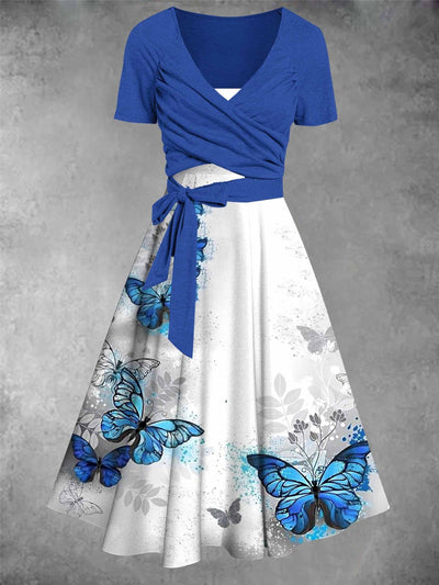 Women's Butterfly Print Two-Piece Dress