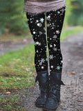 Women's Snowflake Print Casual Leggings