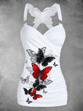 Women's Vintage Butterfly Art Print Art Tank Top