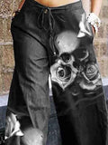 Women's Vintage Punk Skulls Printed Baggy Pants