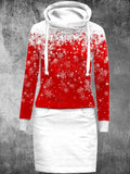 Women's Long Sleeve Christmas Print Vintage Dress