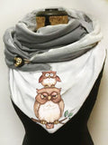 Owl Print Casual Scarf and Shawl