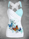 Women's Vintage Butterfly Art Print Art Tank Top