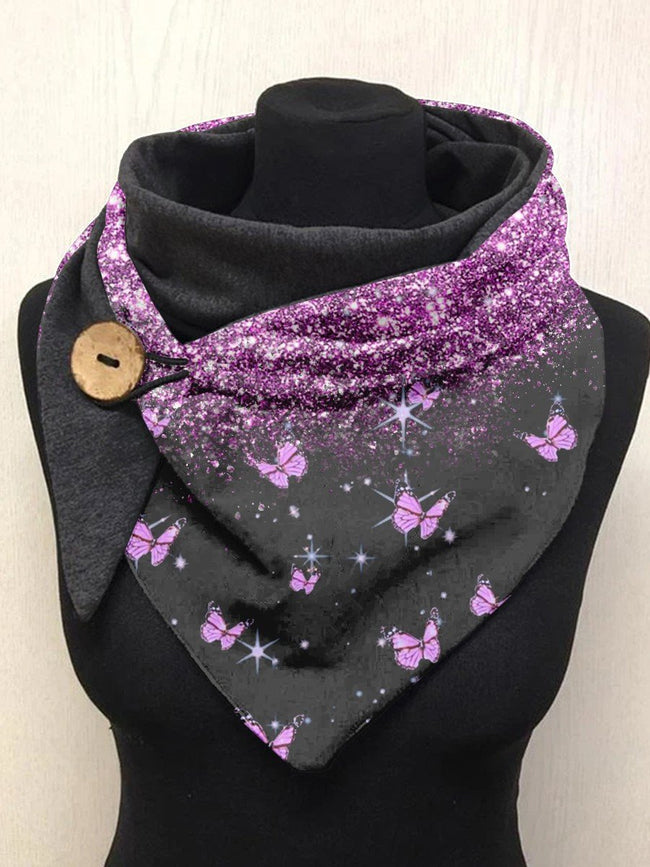 Women's Shiny Butterfly Art Print Casual Scarf