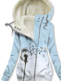 Women's Winter Dandelion Print Casual Track Jacket