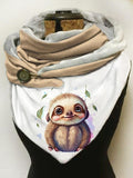 Sloth-print slouchy fleece scarf and shawl