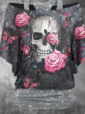 Women's Retro Punk Skull Print Two-Piece Top