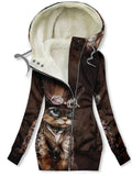 Women's Vintage Cat Art Fleece Casual Sweatshirt