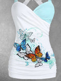 Women's Vintage Butterfly Art Print Art Tank Top