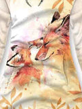 Women's Fox Printed Fleece Hooded Sweatjacke