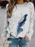 Women's Vintage Feather Pattern Casual Sweatshirt