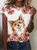 Fox Watercolor Art Design T-shirt