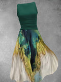 Women's Peacock Feather Gradient Art Dress