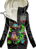 Women's Winter Owl Print Casual Track Jacket