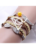 Deathly Hallows Vintage Leather Strap Bracelet Various Owl Wing Bracelets Snitch