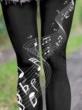 Women's Music Symbol Printed Casual Tight Leggings