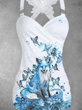 Women's Vintage fox Art Print Art Tank Top