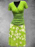 Women's Flower Polka Dot Art Design Panel Dress