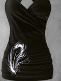 Women's Vintage feather Print Art Tank Top