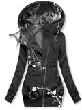 Women's Simple Flower Silhouette Print Sweatjacke