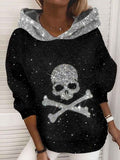 Winter Vintage Punk Skull Print Sweatshirt