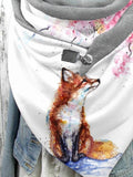 Fox Watercolor Art Print Casual Scarf