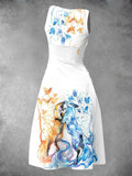 Women's Vintage Art Fox Print Art Dress